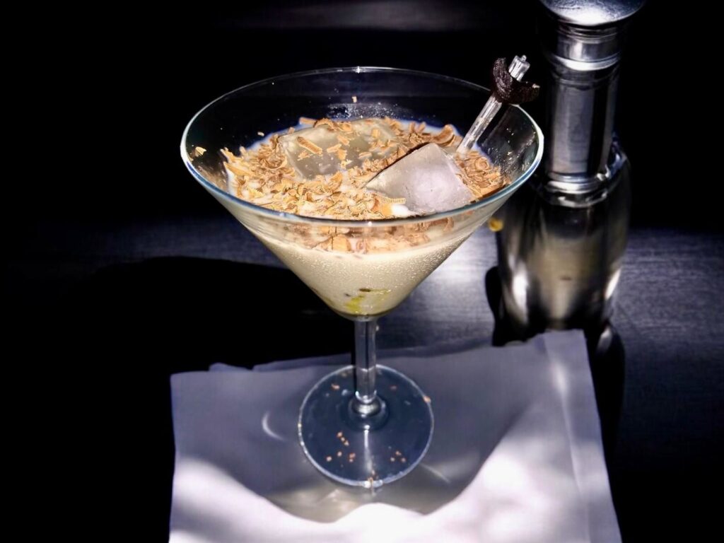 black garlic Irish cream martini