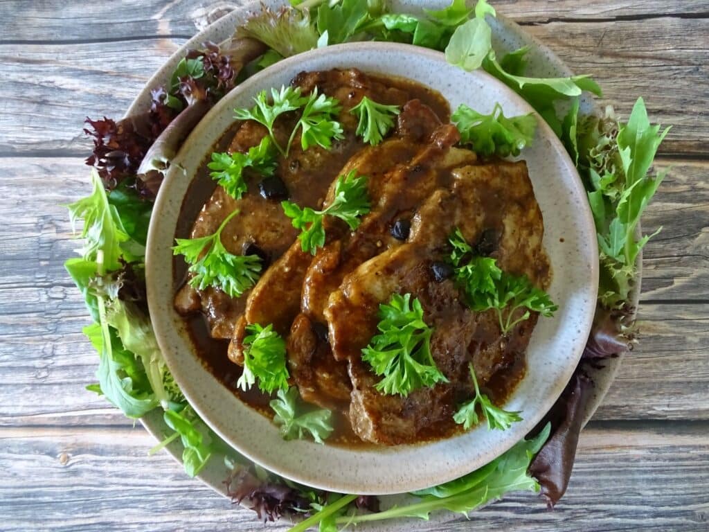 black garlic honey & Mustard pork chops