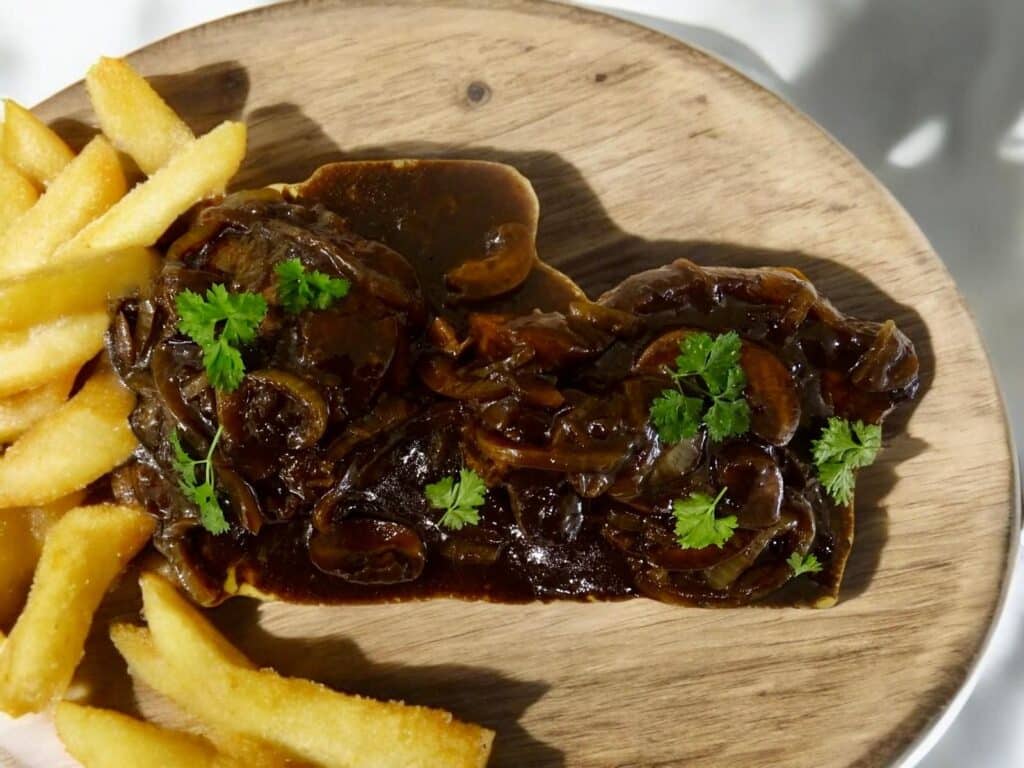 black garlic pork steaks