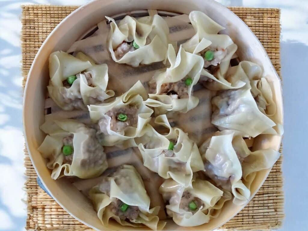 black garlic shumai dumplings