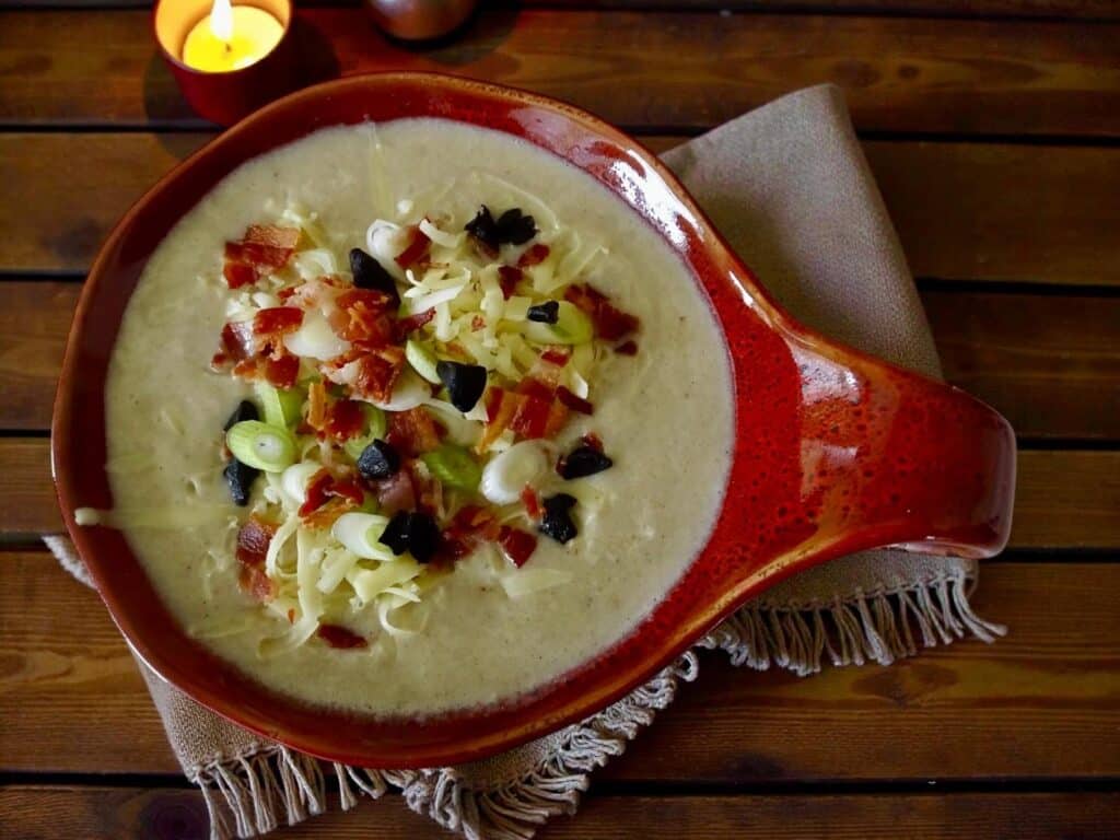 Black Garlic Loaded potato soup